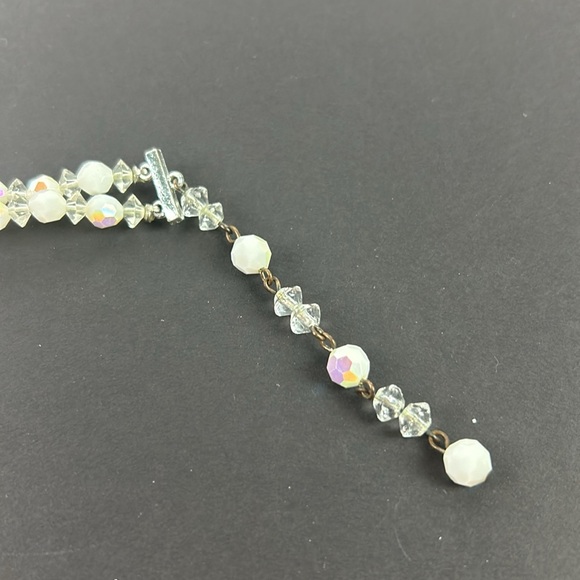Vintage multi strand faceted white and crystal glass 50’s necklace - Picture 8 of 8